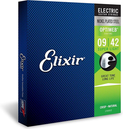 Elixir Strings 19002 Electric Guitar With Optiweb Coating, Super Light (.009-.042)