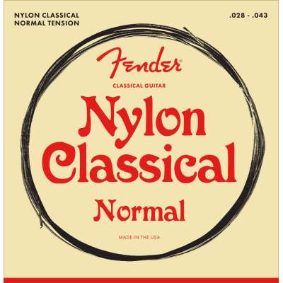 FENDER Nylon Acoustic Strings, 100 Clear/Silver, Tie End, Gauges .028-.043, 3-Pack