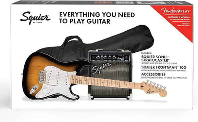 Fender Sonic Stratocaster Pack Maple Fingerboard 2-color Sunburst Gig Bag, 10G-230V EU