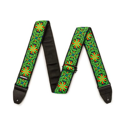 Dunlop JIMI HENDRIX™ BLACKLIGHT FILLMORE GREEN STRAP JH26