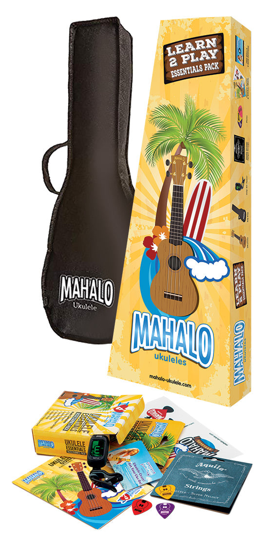 Mahalo MK1TBRK Kahiko Series Learn 2 Play Ukulele Pack - Transparent Brown
