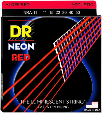 DR NEON Red Acoustic 11-50 Custom Light,3-NRA-11