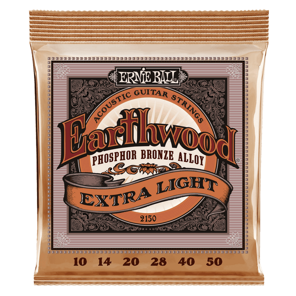 Ernie ball 2150 Extra Light Earthwood Phosphor Bronze Acoustic Guitar Strings 10-50 Gauge