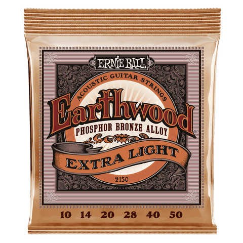 Ernie ball 2150 Extra Light Earthwood Phosphor Bronze Acoustic Guitar Strings 10-50 Gauge