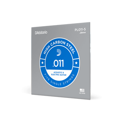 D'Addario PL011-5 Plain Steel .011 Single Strings 5-Pack