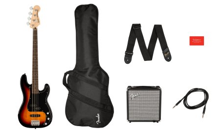 SQUIER Affinity Precision Bass PJ Pack, Laurel Fing, 3-Color Sunburst
