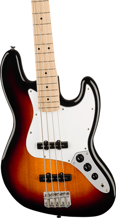 SQUIER Affinity Series Jazz Bass, Maple Fing, White Pickg, 3-Color Sunburst