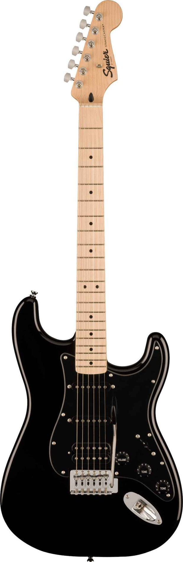 SQUIER Sonic Strat HSS, Maple Fing, Black Pickg, Black