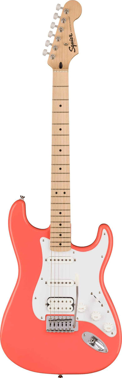 SQUIER Sonic Strat HSS, Maple Fing, White Pickg, Tahitian Coral