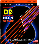 DR Hi-Def Neon Orange K3 Coated Acoustic Guitar Strings NOA-10 Lite 10-48