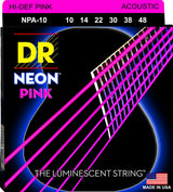 DR Hi-Def Neon Pink K3 Coated Acoustic Guitar Strings NPA-10 Lite 10-48