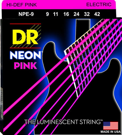 DR Hi-Def Neon Pink K3 Coated Nickel Plated Electric Guitar Strings NPE-9 Lite 9-