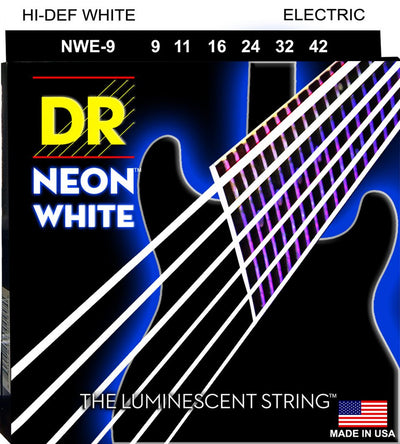 DR Hi-Def Neon White K3 Coated Electric Guitar Strings NWE-9 Lite 9-42
