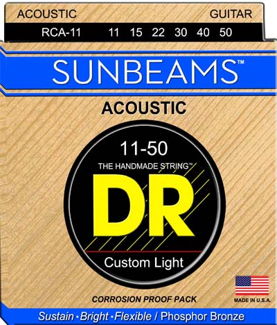 DR Strings RCA-11 SUNBEAM Round Core Acoustic Guitar Custom-Lt 11-50