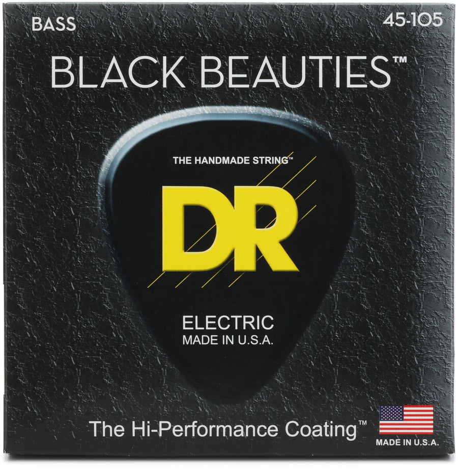 DR Strings BKB-45 Black Beauties Coated Steel Bass Guitar Strings - .045-.105 Medium - Royal | Musiqi Alətləri mağazası