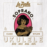 Labella 11 Soprano Ukulele, Clear Nylon
