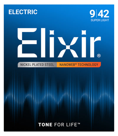 Elixir 12002 Nickel Plated Steel NANOWEB Elektro Gitara Simləri 9–42 Super Light