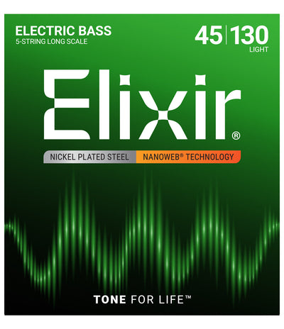 Elixir 14202 Nickel Plated Steel NANOWEB Bass Simləri 45–130, 5 Simli Light Long Scale