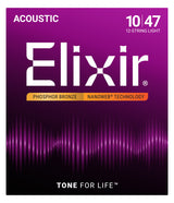 Elixir 16152 Phosphor Bronze NANOWEB 12-String Acoustic Guitar Strings 10–47 Light