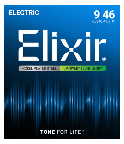 Elixir 19027 Nickel Plated Steel OPTIWEB Elektro Gitara Simləri 9–46 Custom Light