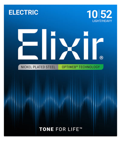 Elixir 19077 Nickel Plated Steel OPTIWEB Elektro Gitara Simləri 10–52 Light/Heavy