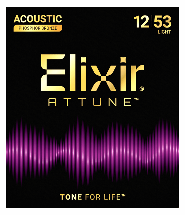 Elixir 21052 ATTUNE Phosphor Bronze Akustik Gitara Simləri 12–53 Light — yeni qablaşdırma