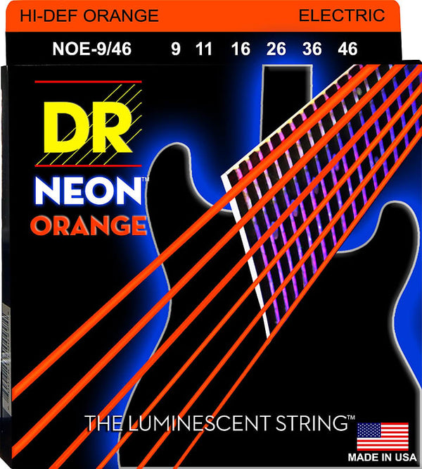 DR Neon ORANGE Elec Guitar Strings 9-46 lite-n-heavy