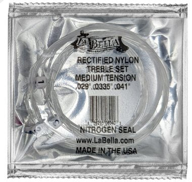 La Bella RN-M Rectified Nylon MT Classical Guitar Strings, Treble Set