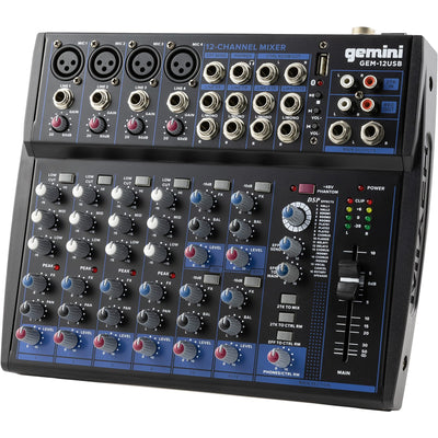 Gemini GEM-12USB Professional 12-Channel Bluetooth Audio Mixer