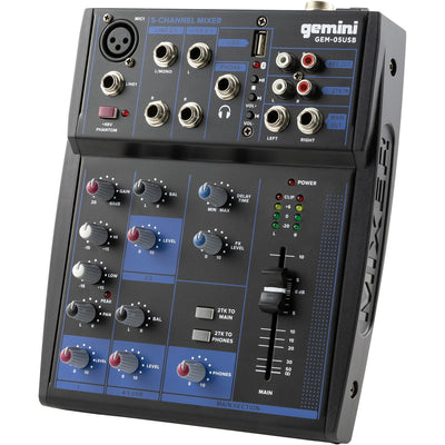 Gemini GEM-05USB Professional 5-Channel Bluetooth Audio Mixer USB