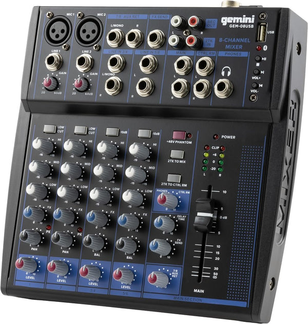 Gemini GEM-08USB Professional 8-Channel Bluetooth Audio Mixer