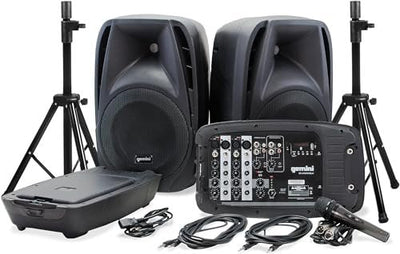 Gemini ES-210MXBLU-ST: 150W Portable PA System with Dual 10