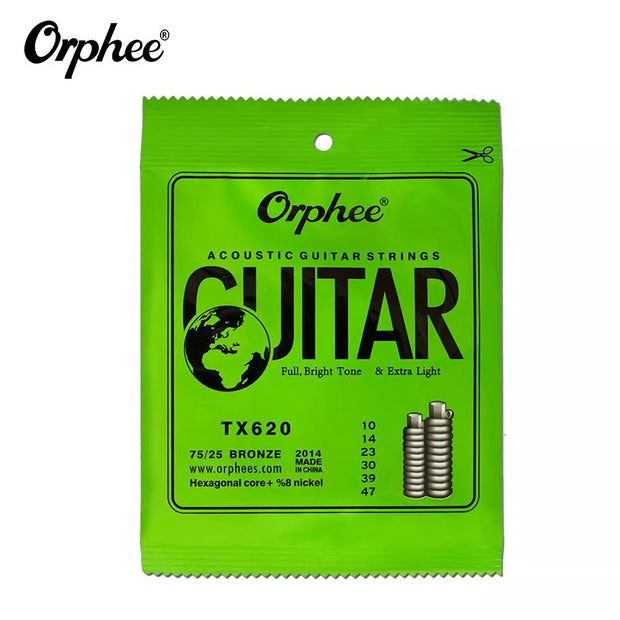 Orphee TX620 6pcs Acoustic Guitar String Set(.010-.047) Extra Light Tension H4E2