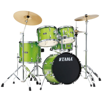 TAMA ST58H6C-LGS Stagestar 5-Piece Drum Kit с 18-дюймовым бас-барабаном, тарелками и фурнитурой — Lime Green Sparkle