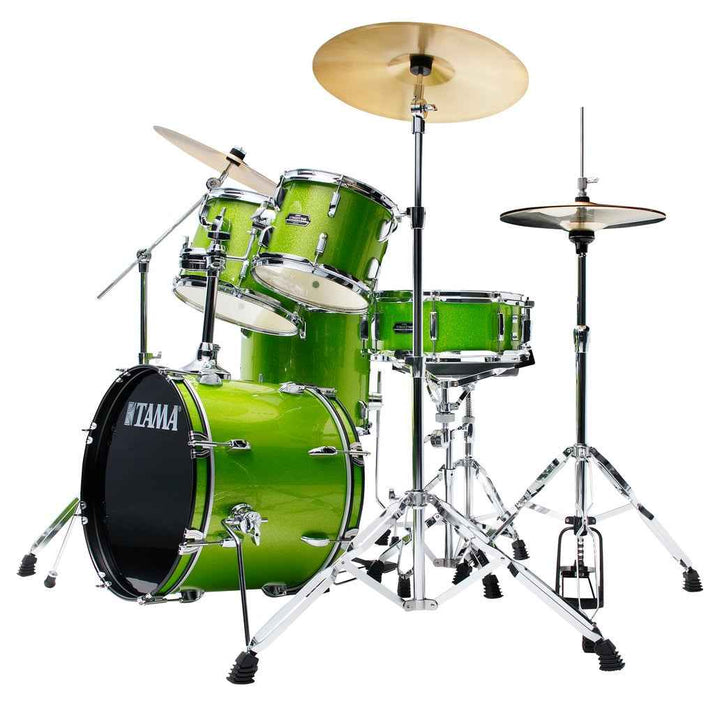 TAMA ST58H6C-LGS Stagestar 5-Piece Drum Kit with 18" Bass Drum, Cymbals and Hardware - Lime Green Sparkle